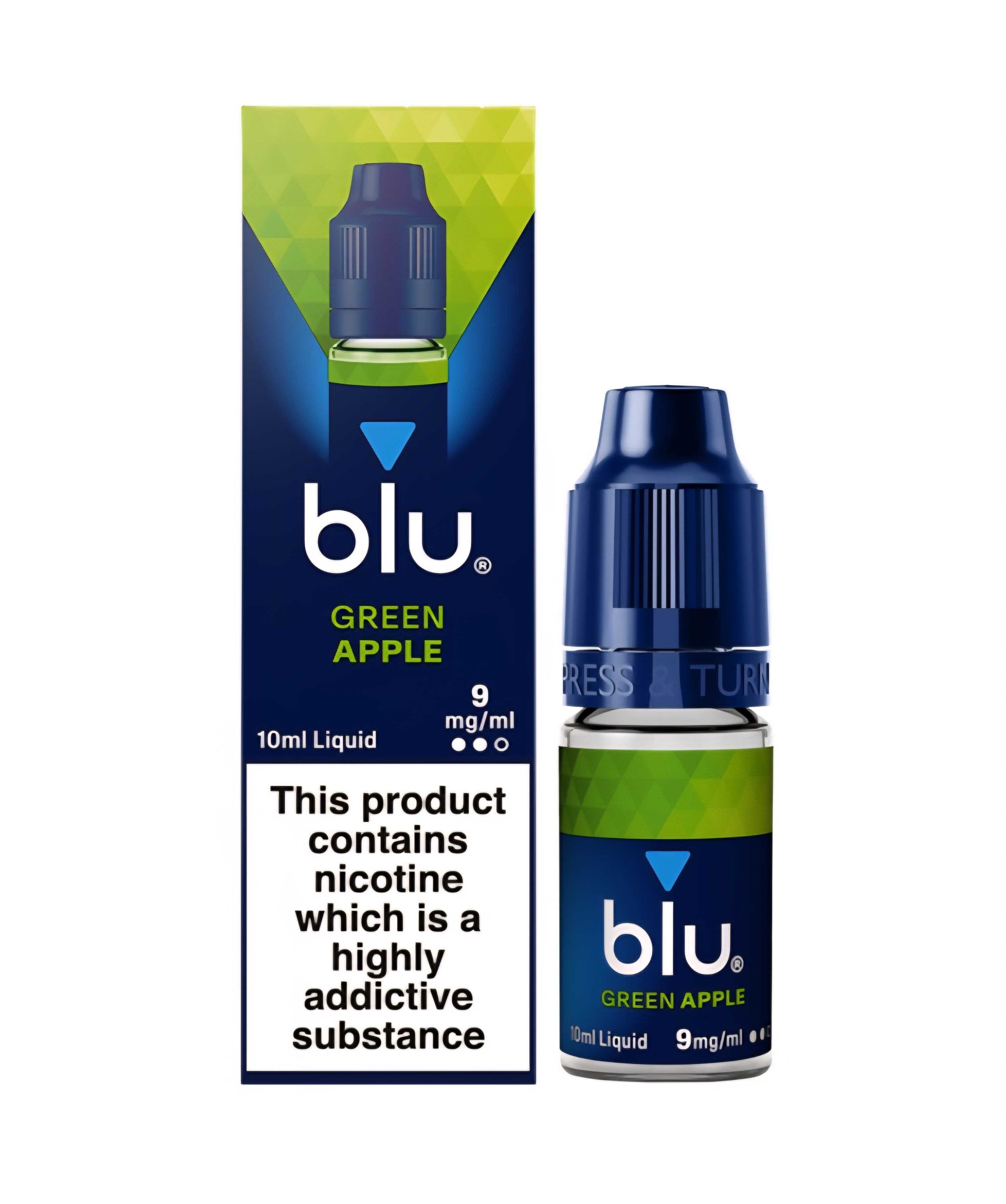 Blu Green Apple 0.8mg e-liquid 5 x 10ml bottles